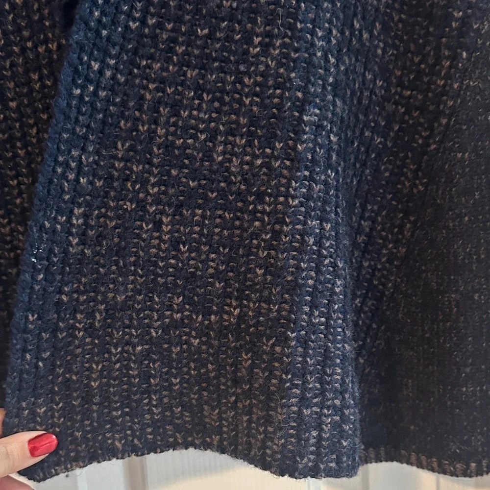 GAP Women's Navy Open Front Cardigan 100% Lambswool M Cozy Cottagecore Fisherman